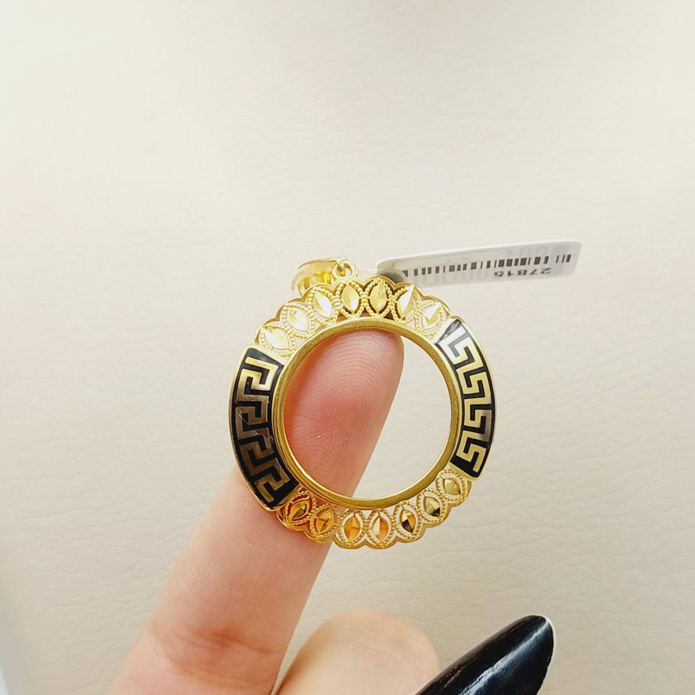 Enameled Virna Frame Pendant Made Of 21K Yellow Gold by Saeed Jewelry-27815