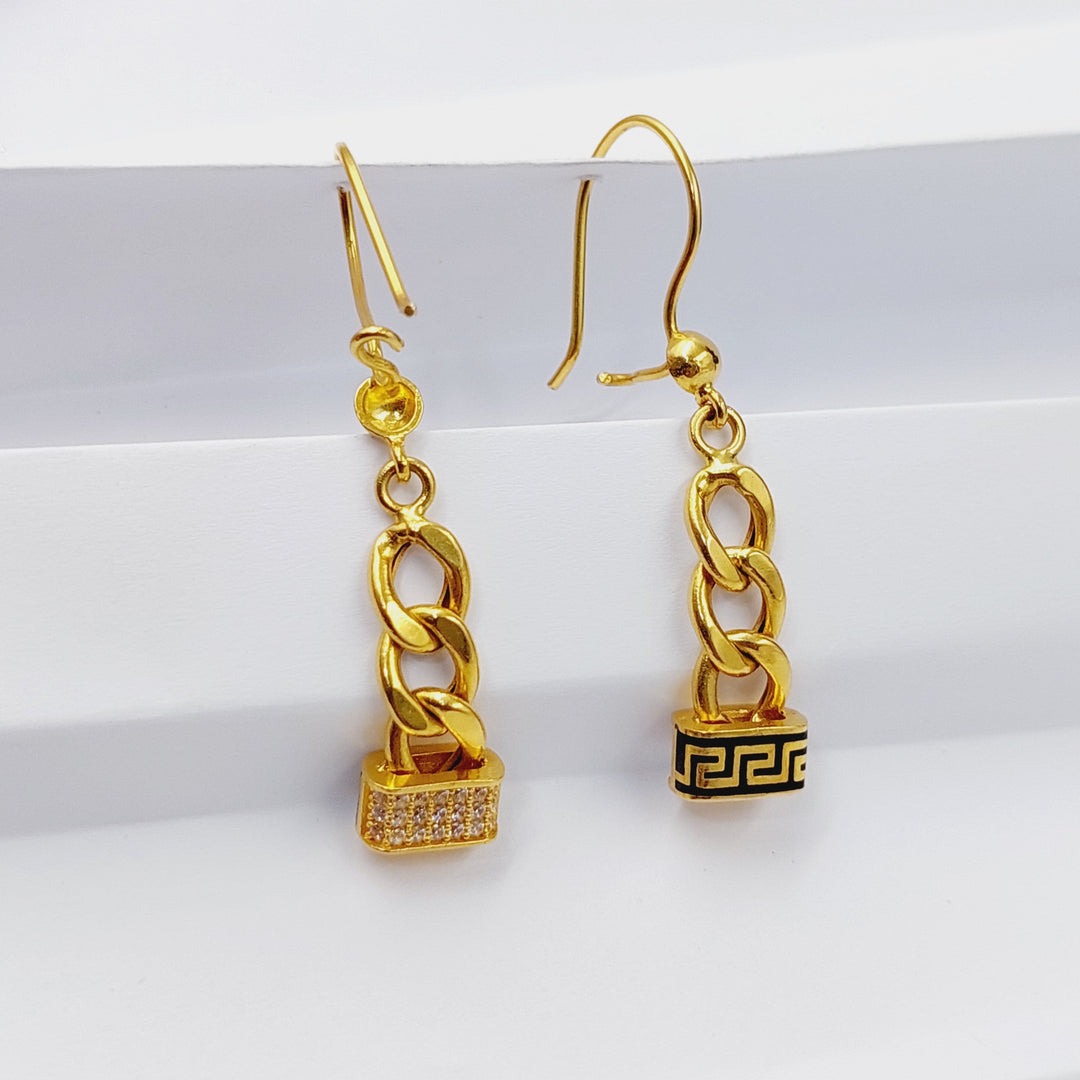 21K Gold Enameled & Zircon Studded Cuban Links Earrings by Saeed Jewelry - Image 5