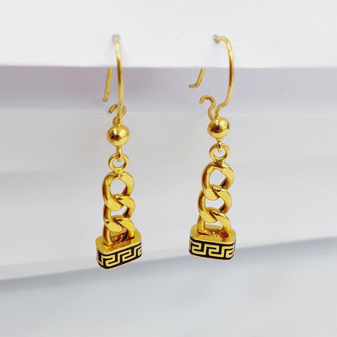 Enameled &amp; Zircon Studded Cuban Links Earrings  Made Of 21K Yellow Gold by Saeed Jewelry-29417
