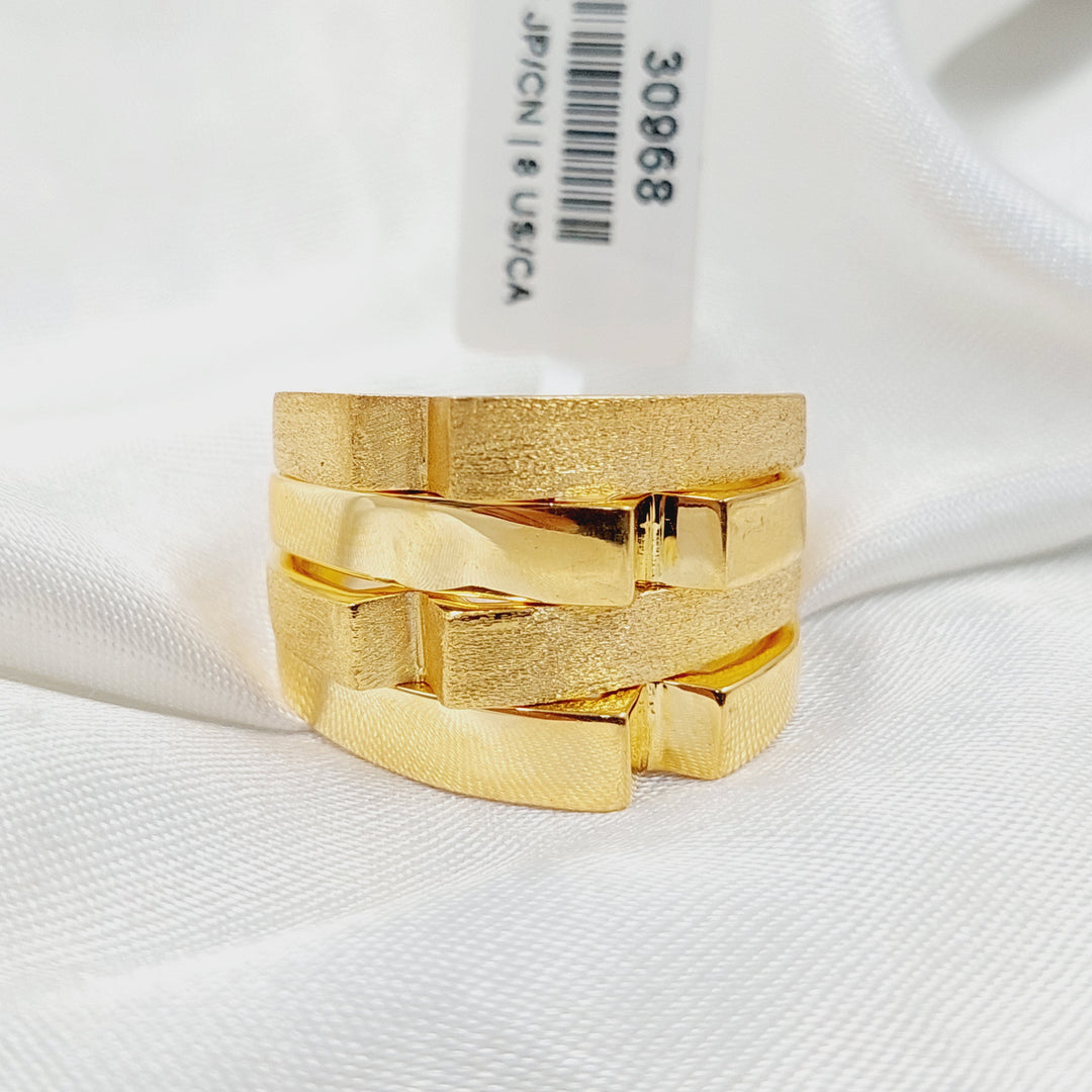 Enameled &amp; Zircon Studded Cuban Links Ring  Made of 21K Yellow Gold by Saeed Jewelry-30968