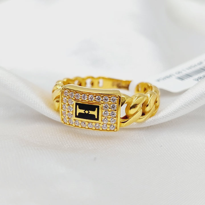 21K Gold Enameled & Zircon Studded Cuban Links Ring by Saeed Jewelry - Image 1