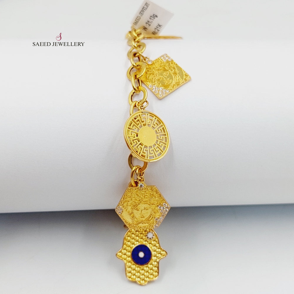 21K Gold Enameled & Zircon Studded Dandash Bracelet by Saeed Jewelry - Image 2