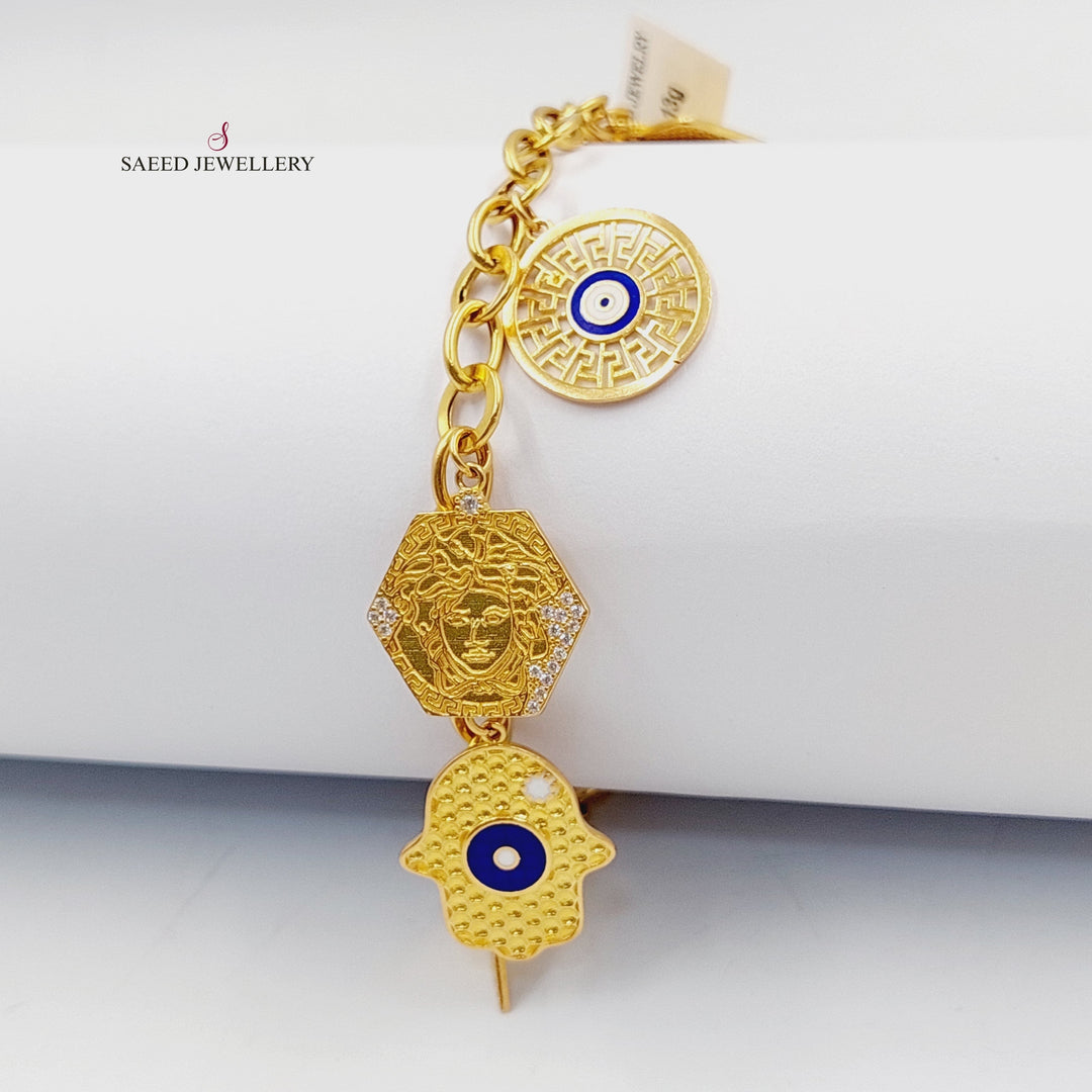 21K Gold Enameled & Zircon Studded Dandash Bracelet by Saeed Jewelry - Image 3