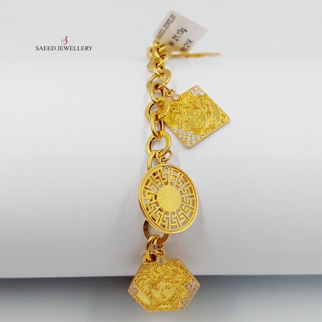 21K Gold Enameled & Zircon Studded Dandash Bracelet by Saeed Jewelry - Image 1