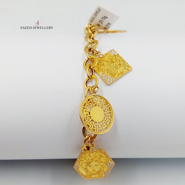 21K Gold Enameled & Zircon Studded Dandash Bracelet by Saeed Jewelry - Image 1