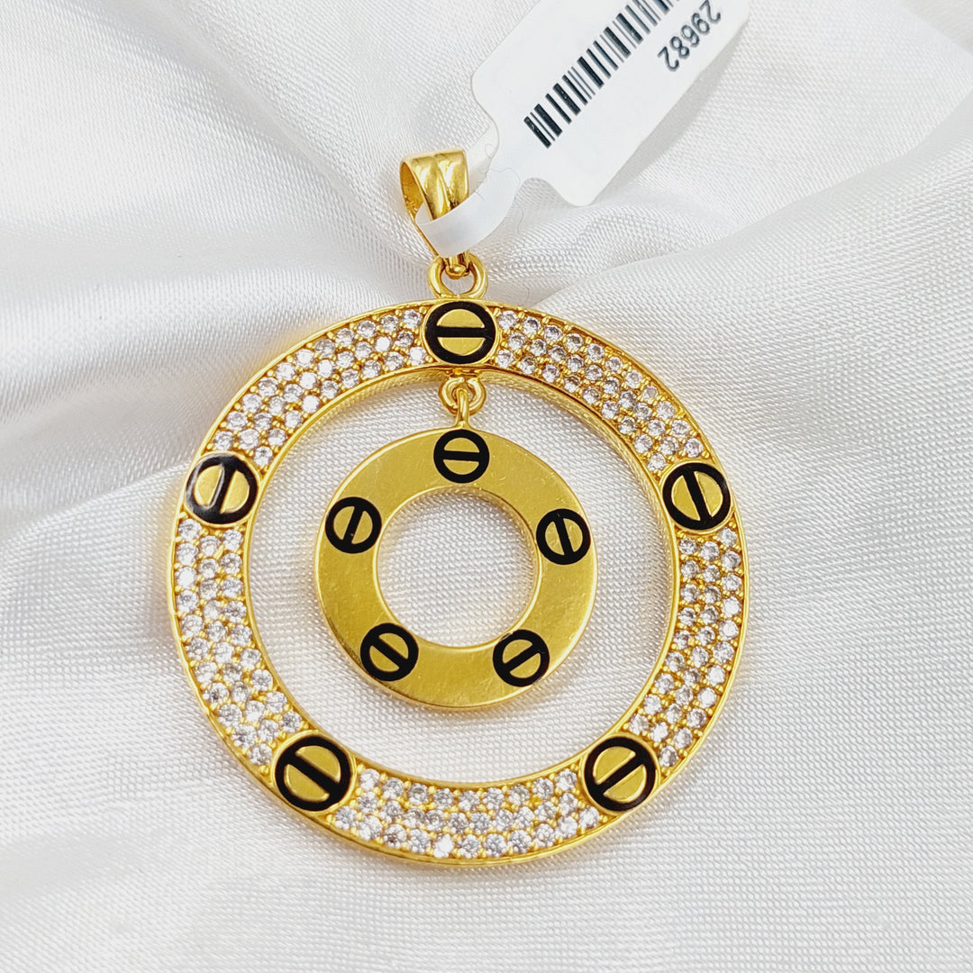 21K Gold Enameled & Zircon Studded Figaro Pendant by Saeed Jewelry - Image 1