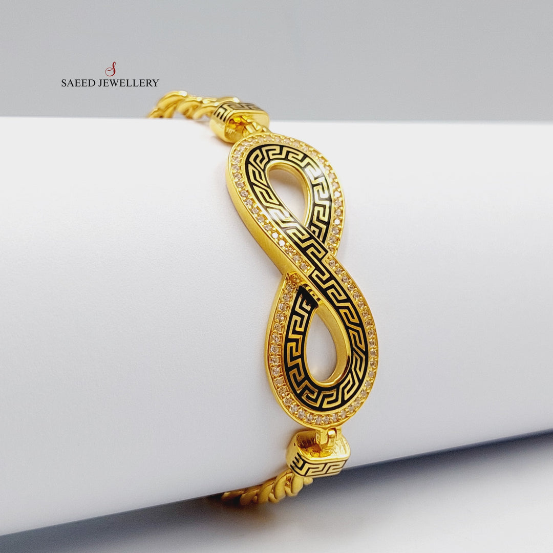 21K Gold Enameled & Zircon Studded Infinite Bracelet by Saeed Jewelry - Image 2