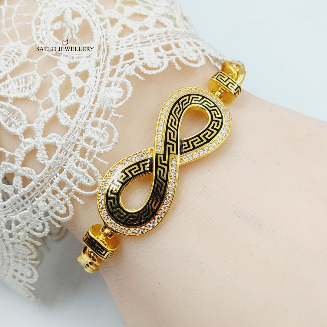 21K Gold Enameled & Zircon Studded Infinite Bracelet by Saeed Jewelry - Image 4