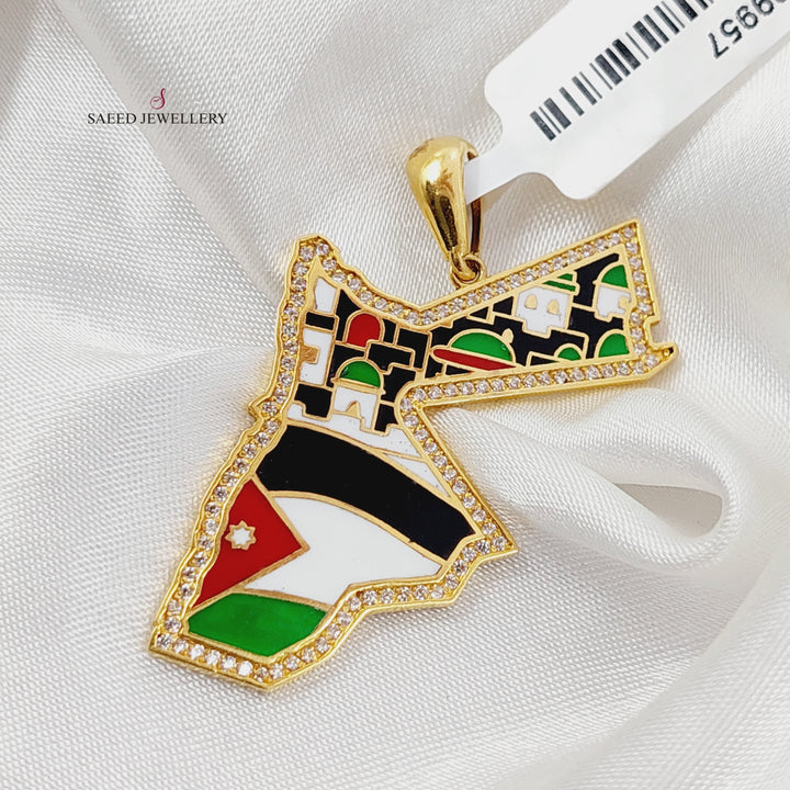 21K Gold Enameled & Zircon Studded Jordan Pendant by Saeed Jewelry - Image 3
