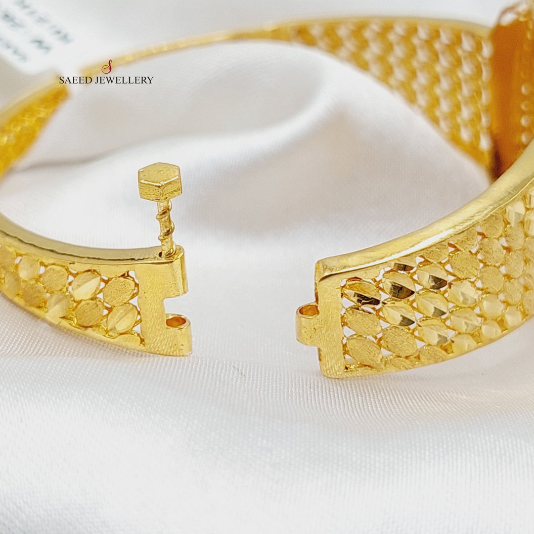 21K Gold Enameled & Zircon Studded Ounce Bangle Bracelet by Saeed Jewelry - Image 6