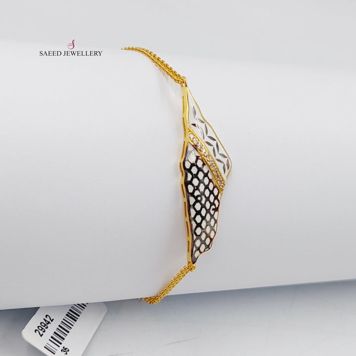 21K Gold Enameled & Zircon Studded Palestine Bracelet by Saeed Jewelry - Image 3