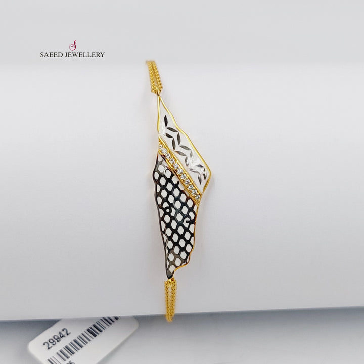 21K Gold Enameled & Zircon Studded Palestine Bracelet by Saeed Jewelry - Image 4