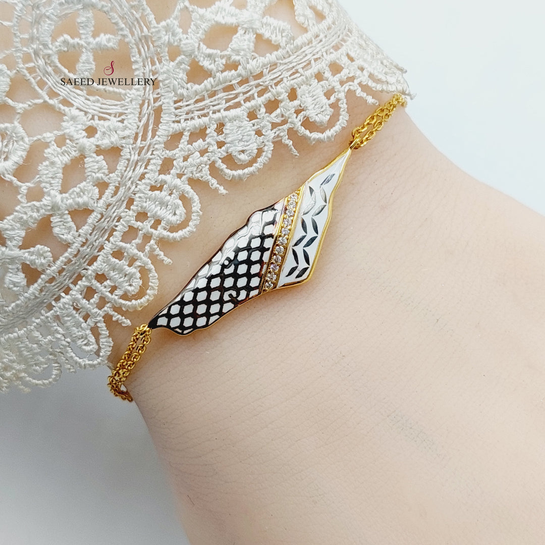 21K Gold Enameled & Zircon Studded Palestine Bracelet by Saeed Jewelry - Image 5