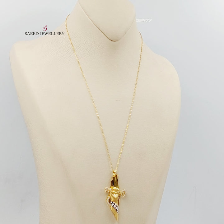 Enameled &amp; Zircon Studded Palestine Necklace  Made Of 21K Yellow Gold by Saeed Jewelry-29296
