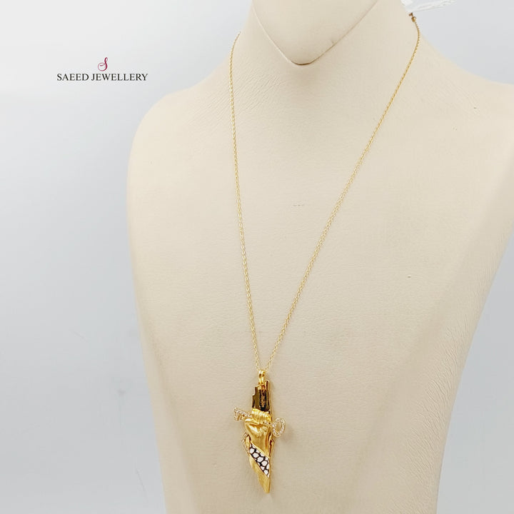 Enameled &amp; Zircon Studded Palestine Necklace  Made Of 21K Yellow Gold by Saeed Jewelry-29296
