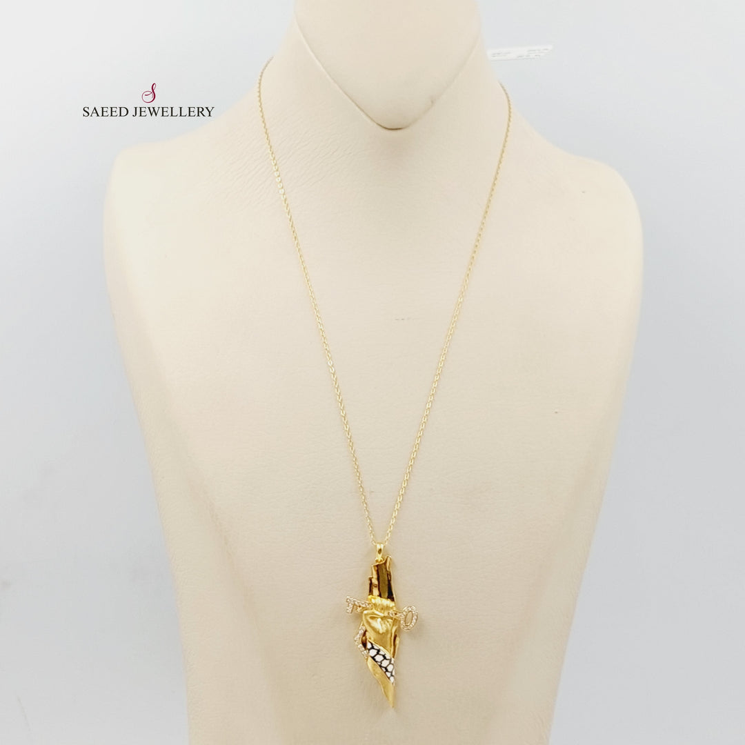 Enameled &amp; Zircon Studded Palestine Necklace  Made Of 21K Yellow Gold by Saeed Jewelry-29296