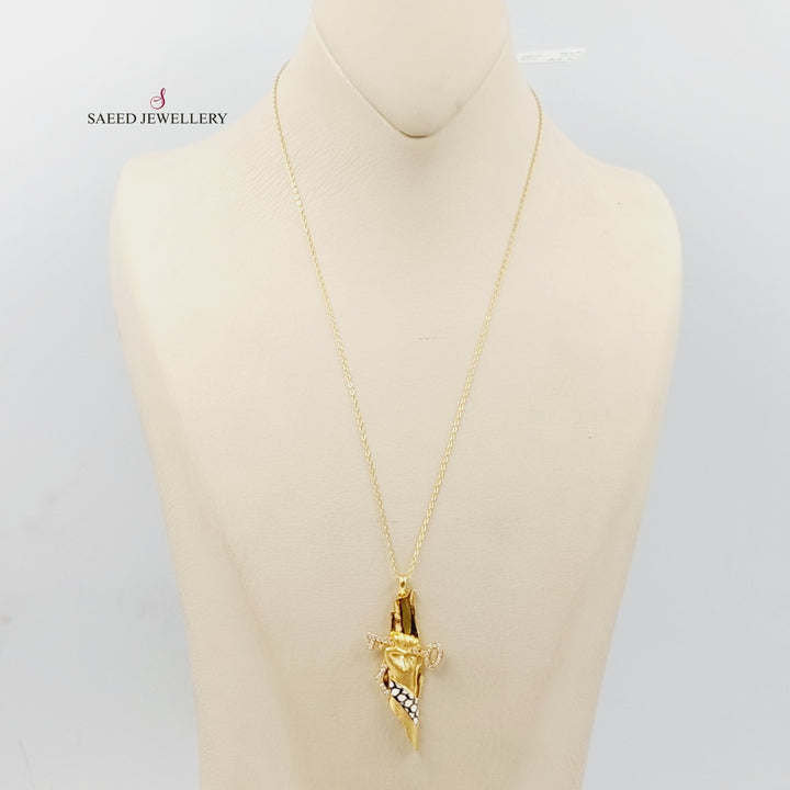 Enameled &amp; Zircon Studded Palestine Necklace  Made Of 21K Yellow Gold by Saeed Jewelry-29296