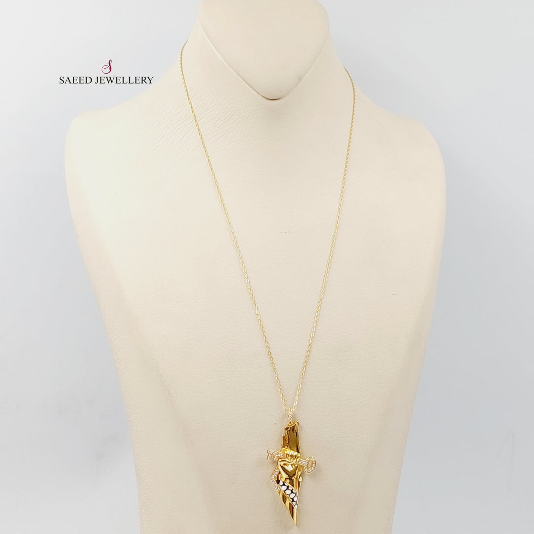 21K Gold Enameled & Zircon Studded Palestine Necklace by Saeed Jewelry - Image 4