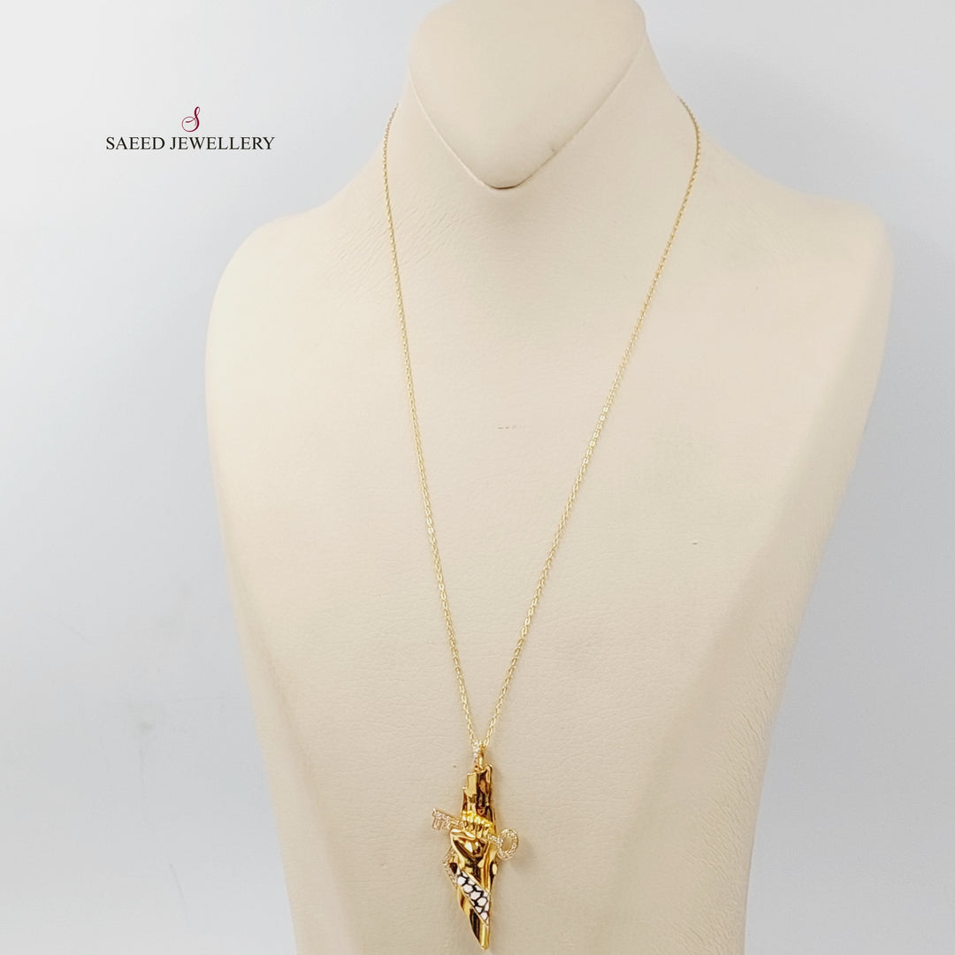 21K Gold Enameled & Zircon Studded Palestine Necklace by Saeed Jewelry - Image 5