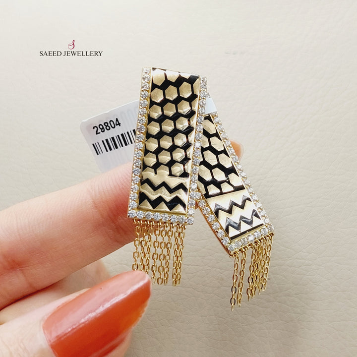18K Gold Enameled & Zircon Studded Palestine Pendant by Saeed Jewelry - Image 2