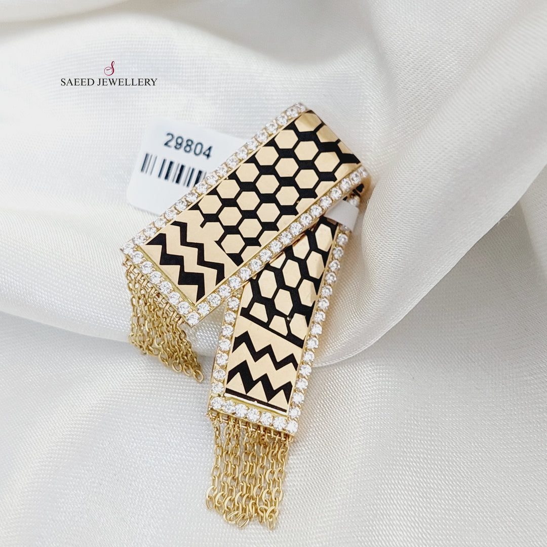 18K Gold Enameled & Zircon Studded Palestine Pendant by Saeed Jewelry - Image 1