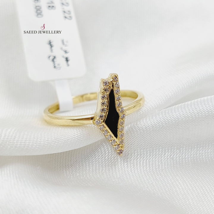 18K Gold Enameled & Zircon Studded Palestine Ring by Saeed Jewelry - Image 5
