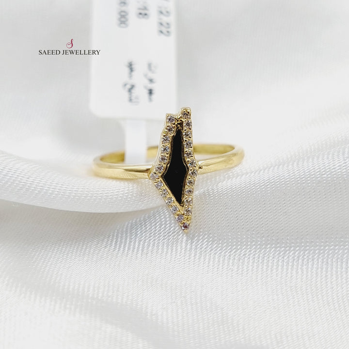 18K Gold Enameled & Zircon Studded Palestine Ring by Saeed Jewelry - Image 6