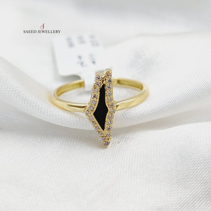18K Gold Enameled & Zircon Studded Palestine Ring by Saeed Jewelry - Image 1