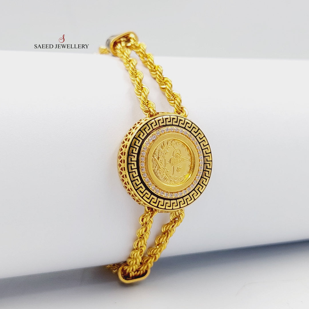 21K Gold Enameled & Zircon Studded Rashadi Bracelet by Saeed Jewelry - Image 3