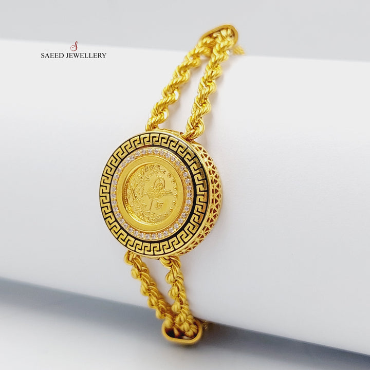 Enameled &amp; Zircon Studded Rashadi Bracelet  Made Of 21K Yellow Gold by Saeed Jewelry-28903