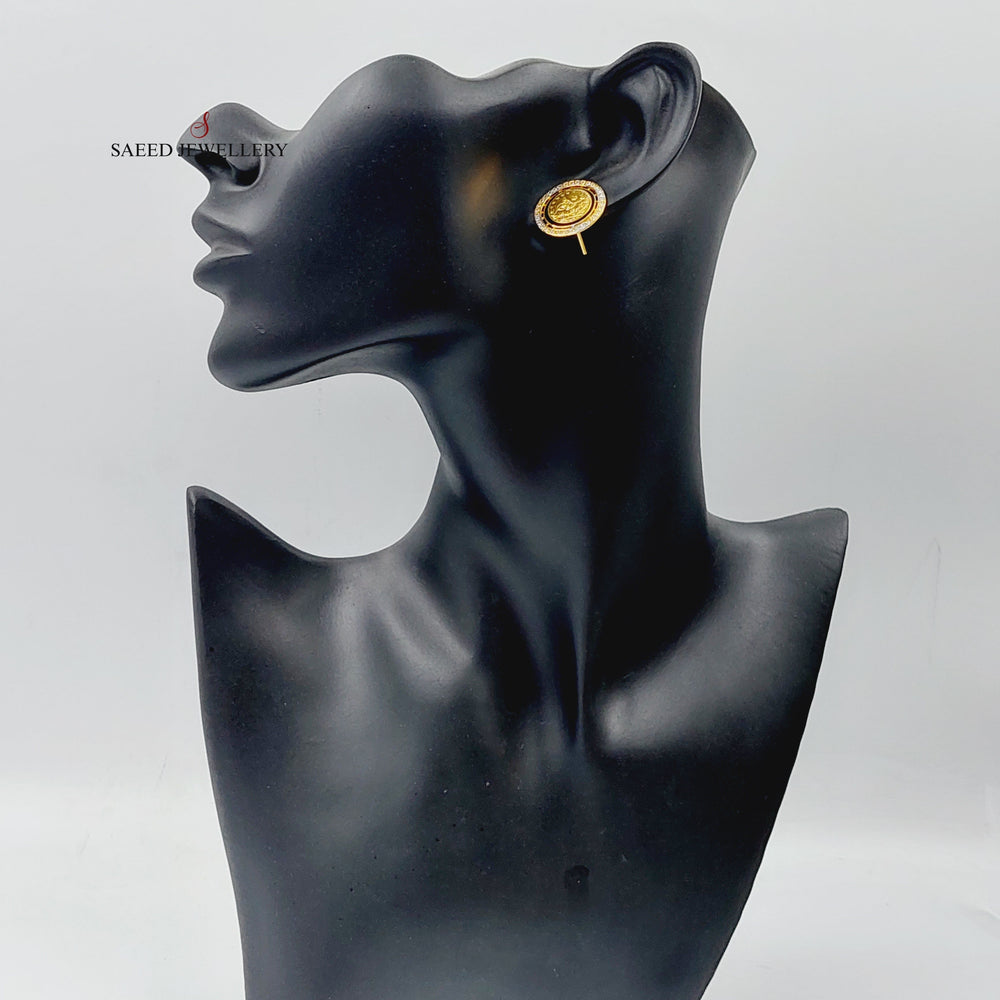 21K Gold Enameled & Zircon Studded Rashadi Earrings by Saeed Jewelry - Image 2