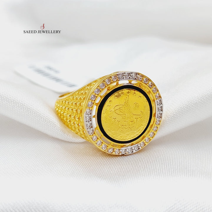 21K Gold Enameled & Zircon Studded Rashadi Ring by Saeed Jewelry - Image 3