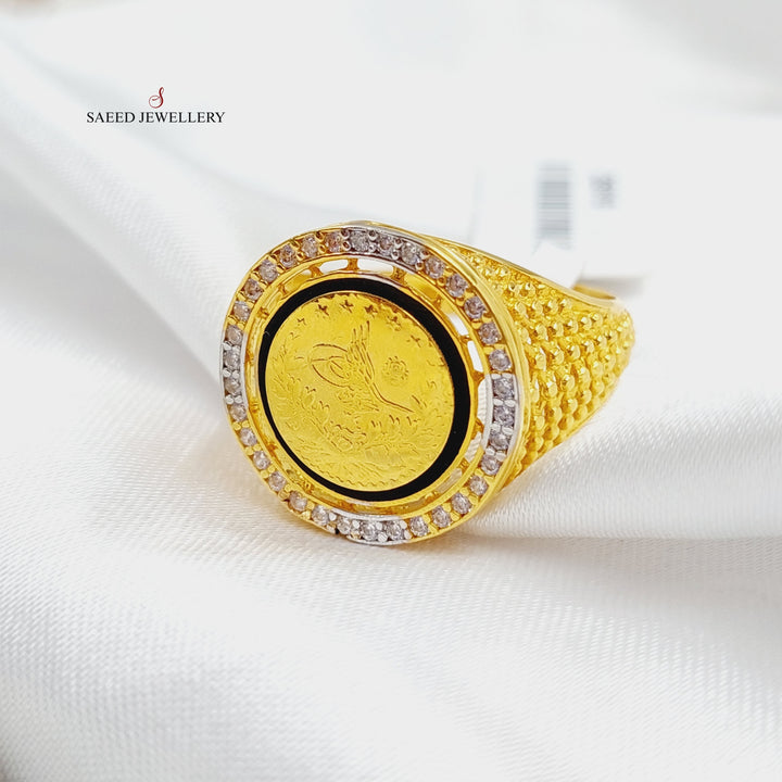 21K Gold Enameled & Zircon Studded Rashadi Ring by Saeed Jewelry - Image 4