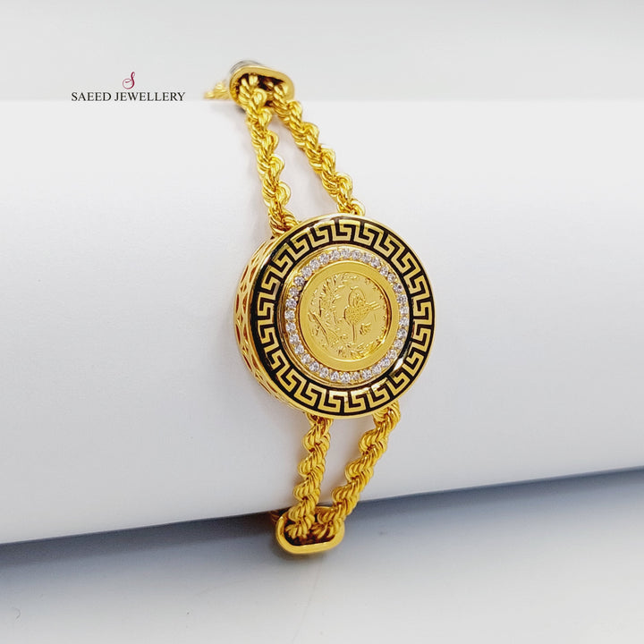 21K Gold Enameled & Zircon Studded Rope Bracelet by Saeed Jewelry - Image 3