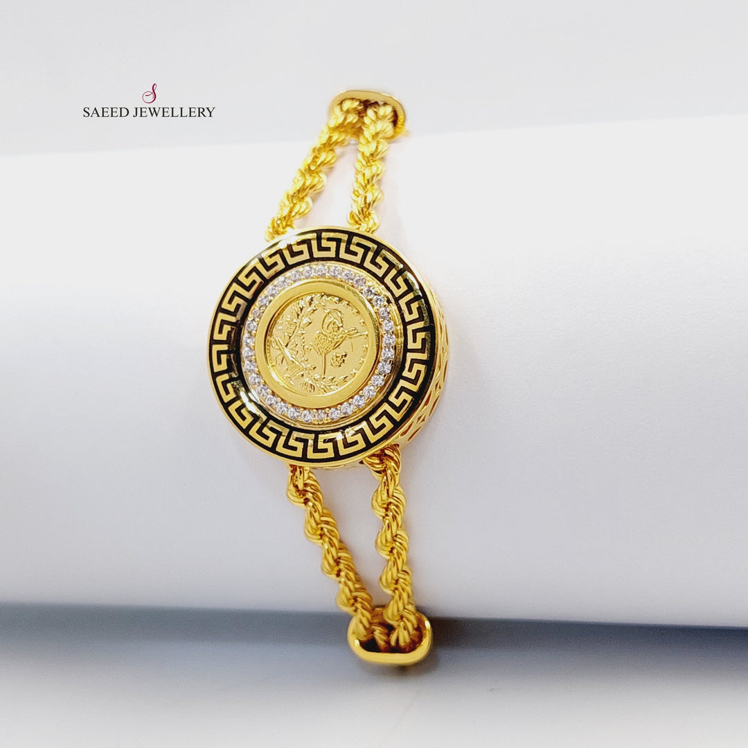 21K Gold Enameled & Zircon Studded Rope Bracelet by Saeed Jewelry - Image 4