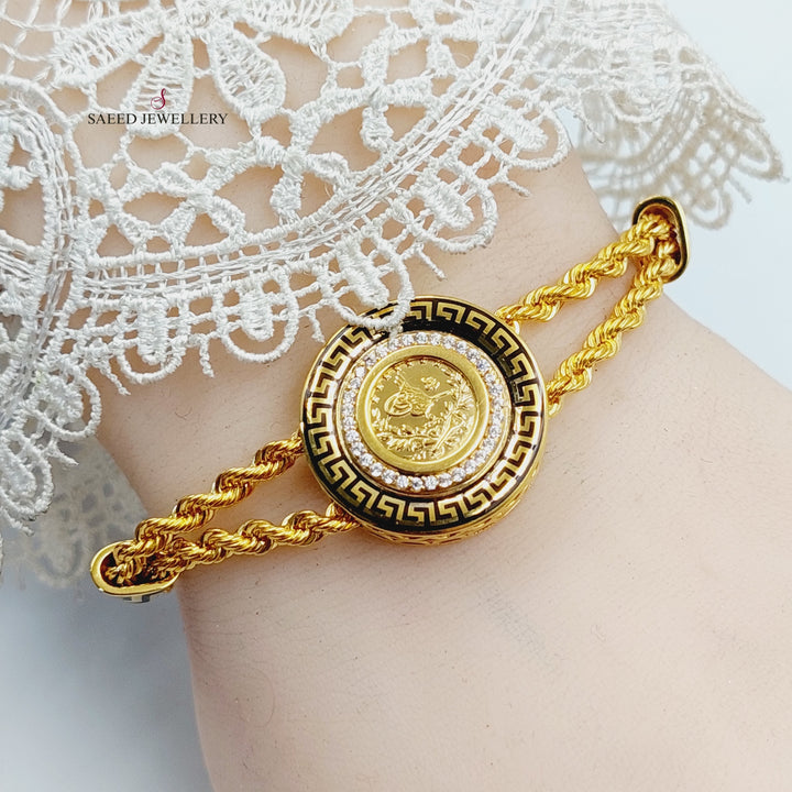 21K Gold Enameled & Zircon Studded Rope Bracelet by Saeed Jewelry - Image 5