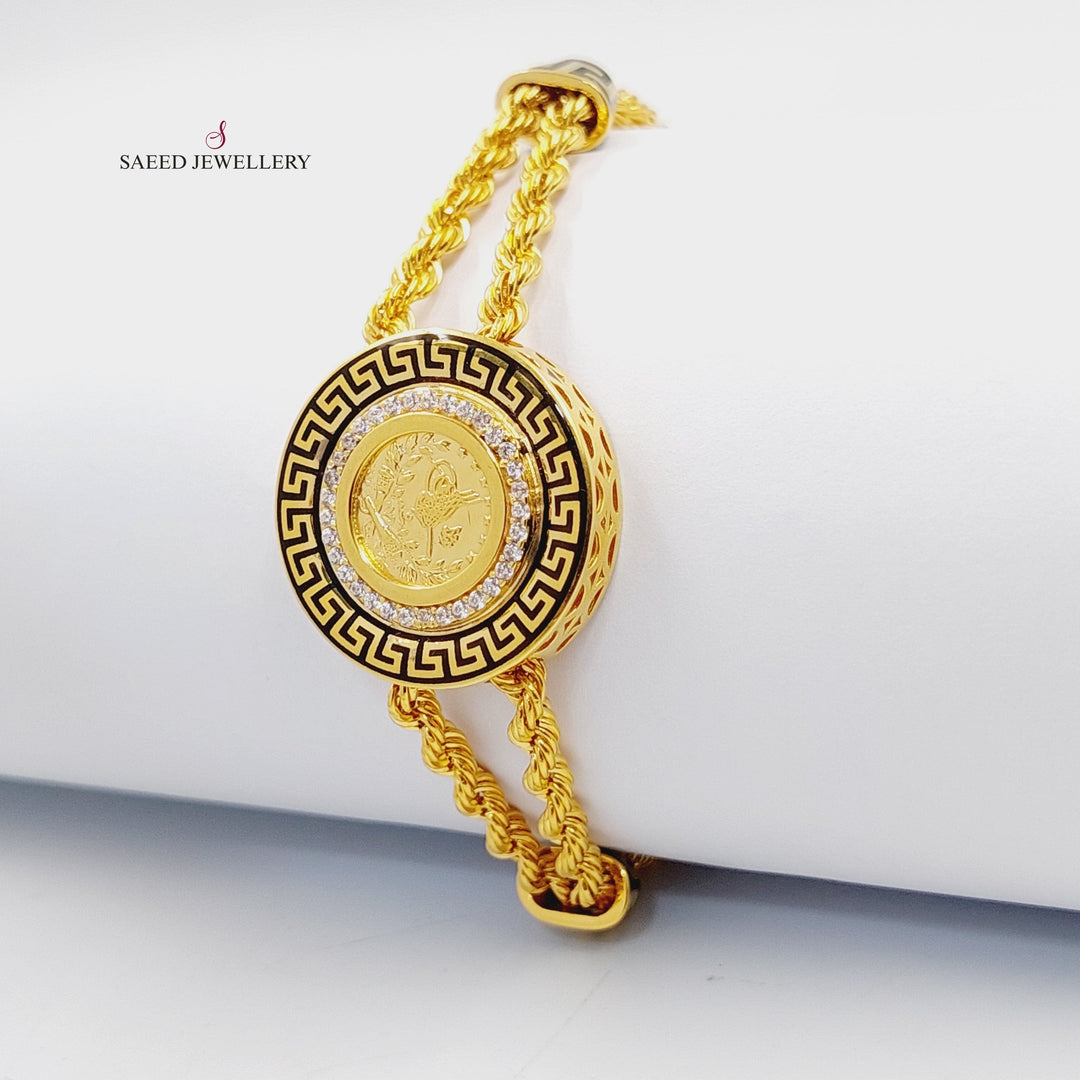 21K Gold Enameled & Zircon Studded Rope Bracelet by Saeed Jewelry - Image 1