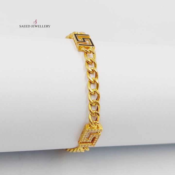21K Gold Enameled & Zircon Studded Spike Bracelet by Saeed Jewelry - Image 2