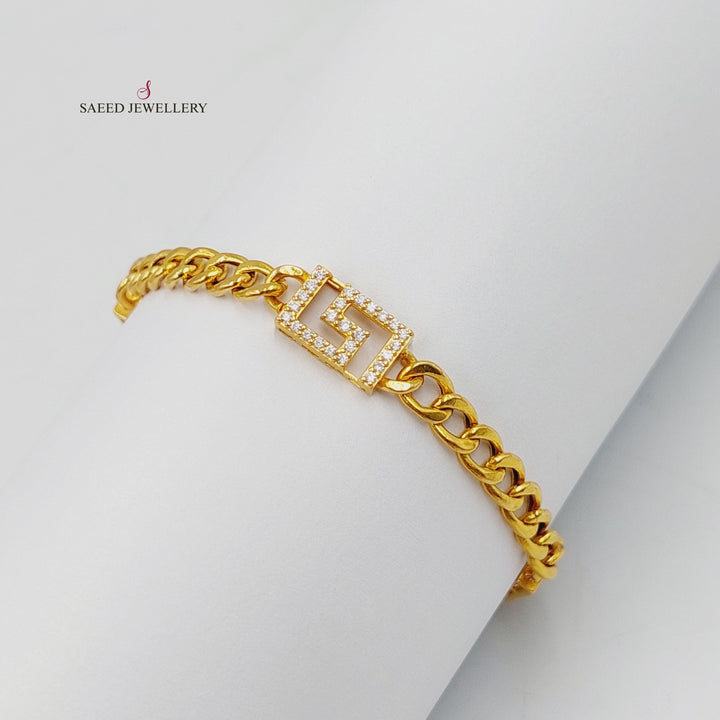 21K Gold Enameled & Zircon Studded Spike Bracelet by Saeed Jewelry - Image 3