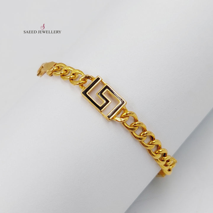 21K Gold Enameled & Zircon Studded Spike Bracelet by Saeed Jewelry - Image 4