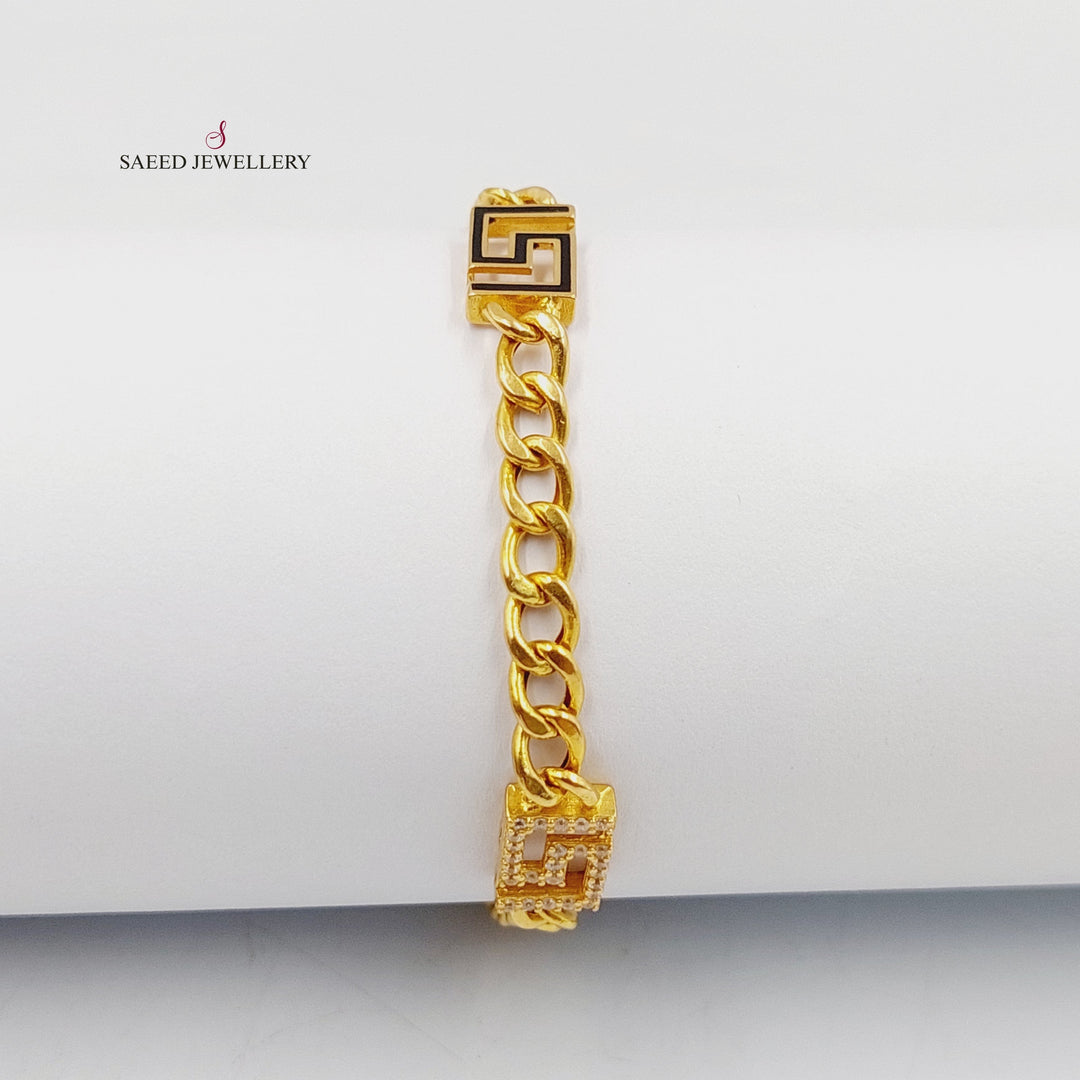 21K Gold Enameled & Zircon Studded Spike Bracelet by Saeed Jewelry - Image 1