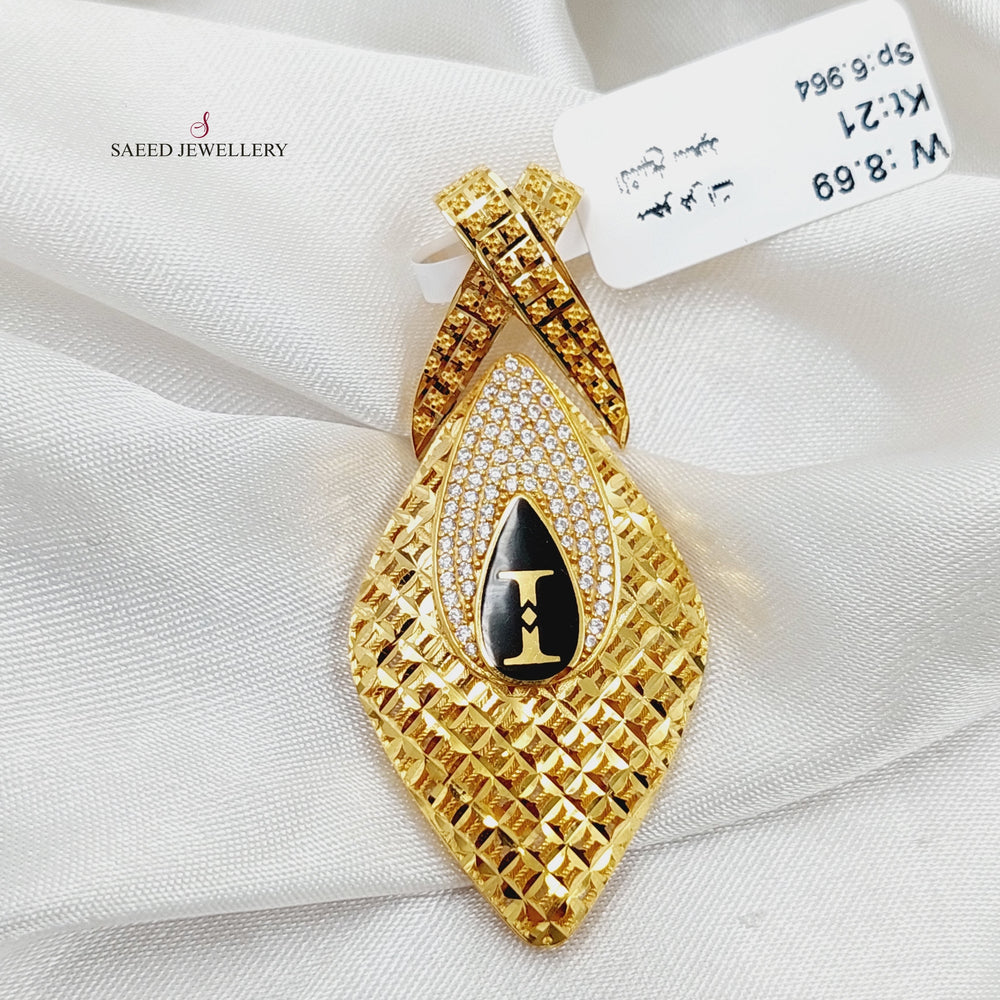 21K Gold Enameled & Zircon Studded Tears Pendant by Saeed Jewelry - Image 2