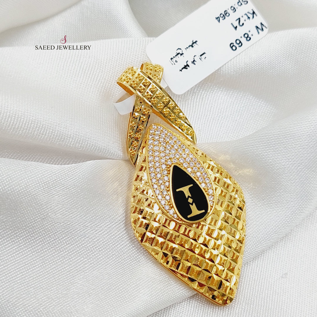 21K Gold Enameled & Zircon Studded Tears Pendant by Saeed Jewelry - Image 1