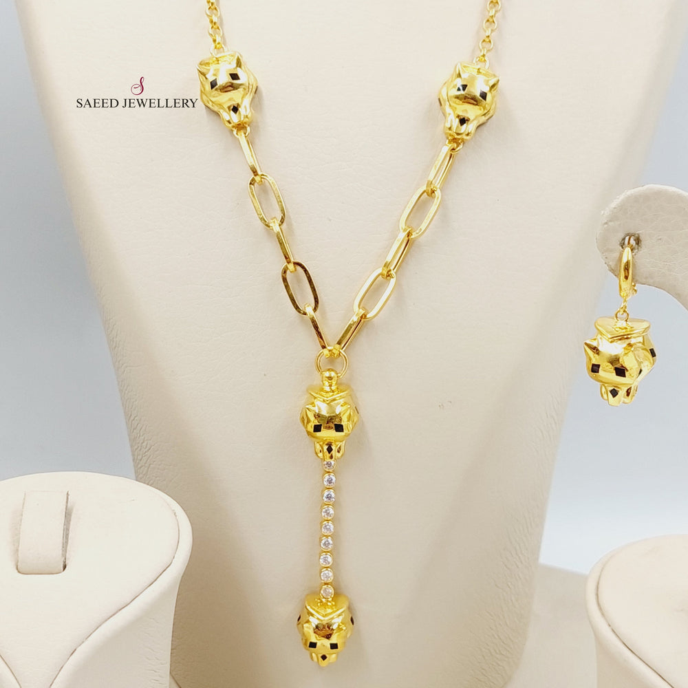 21K Gold Enameled & Zircon Studded Tiger Set by Saeed Jewelry - Image 2