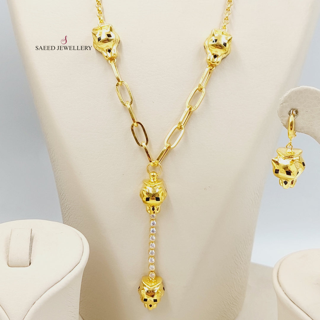 21K Gold Enameled & Zircon Studded Tiger Set by Saeed Jewelry - Image 2