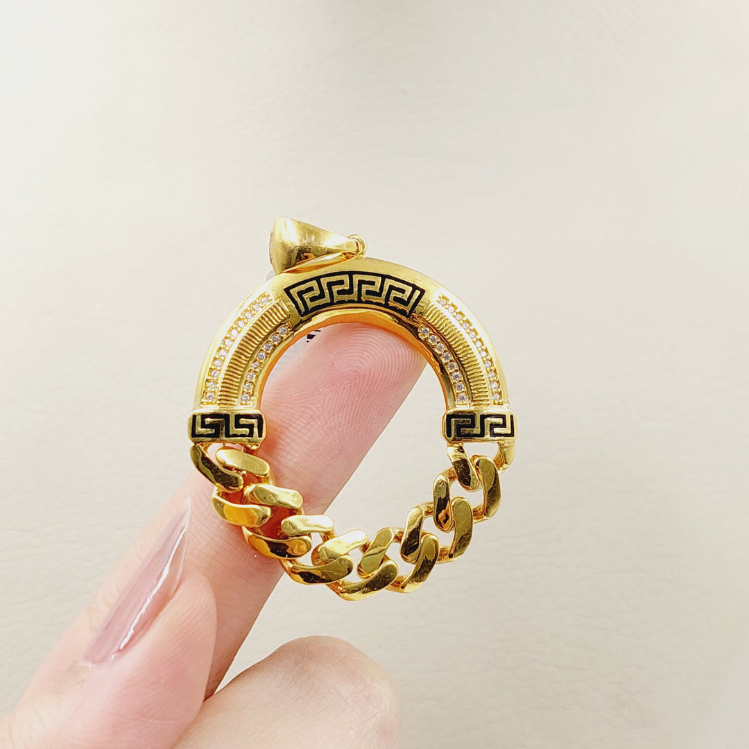 21K Gold Enameled & Zircon Studded Virna Pendant by Saeed Jewelry - Image 5