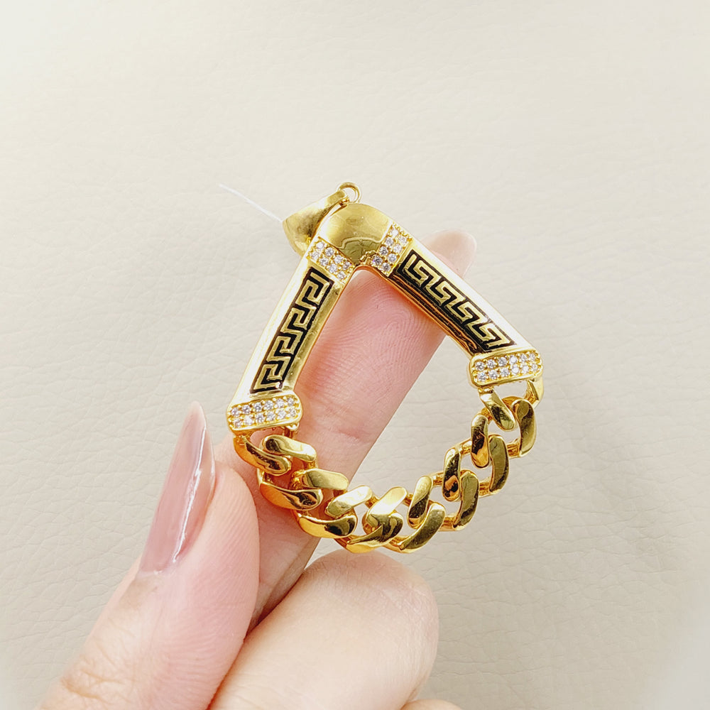 21K Gold Enameled & Zircon Studded Virna Pendant by Saeed Jewelry - Image 2