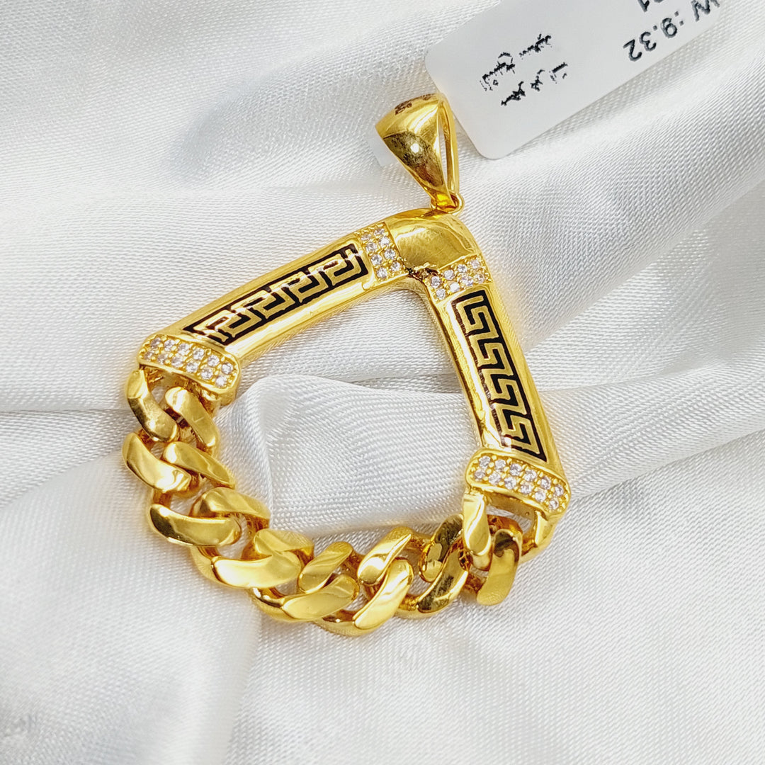 21K Gold Enameled & Zircon Studded Virna Pendant by Saeed Jewelry - Image 4