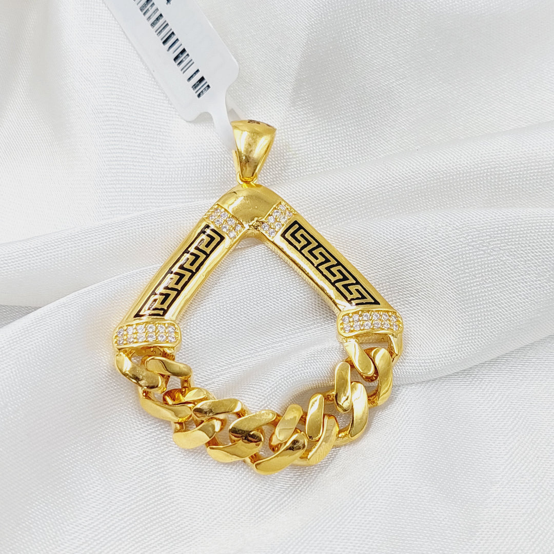 21K Gold Enameled & Zircon Studded Virna Pendant by Saeed Jewelry - Image 1