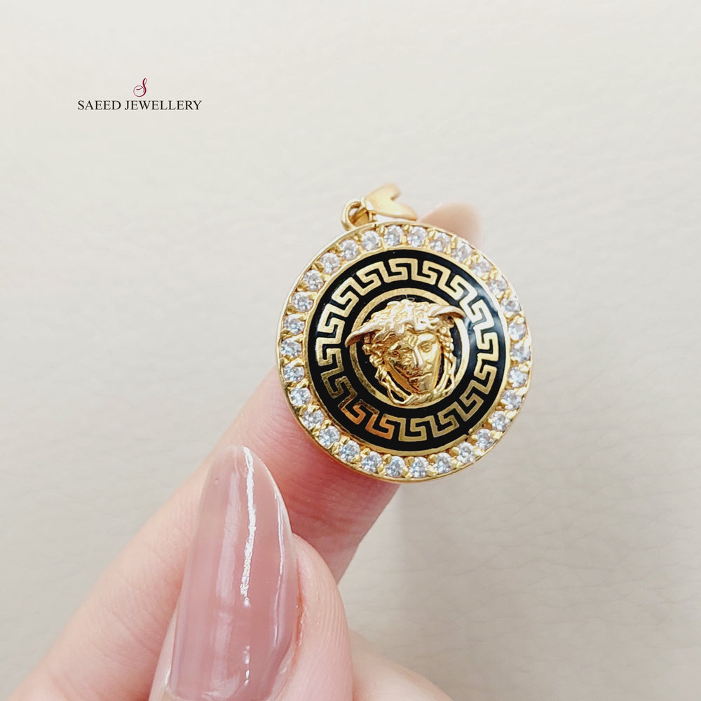 Enameled &amp; Zircon Studded Virna Pendant  Made of 21K Yellow Gold by Saeed Jewelry-30947